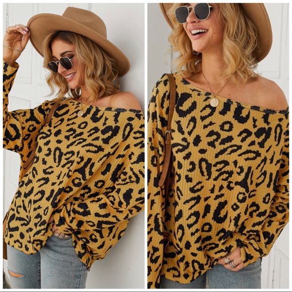Leopard Print Long Sleeve Top Yellow - Picture 3 of 6